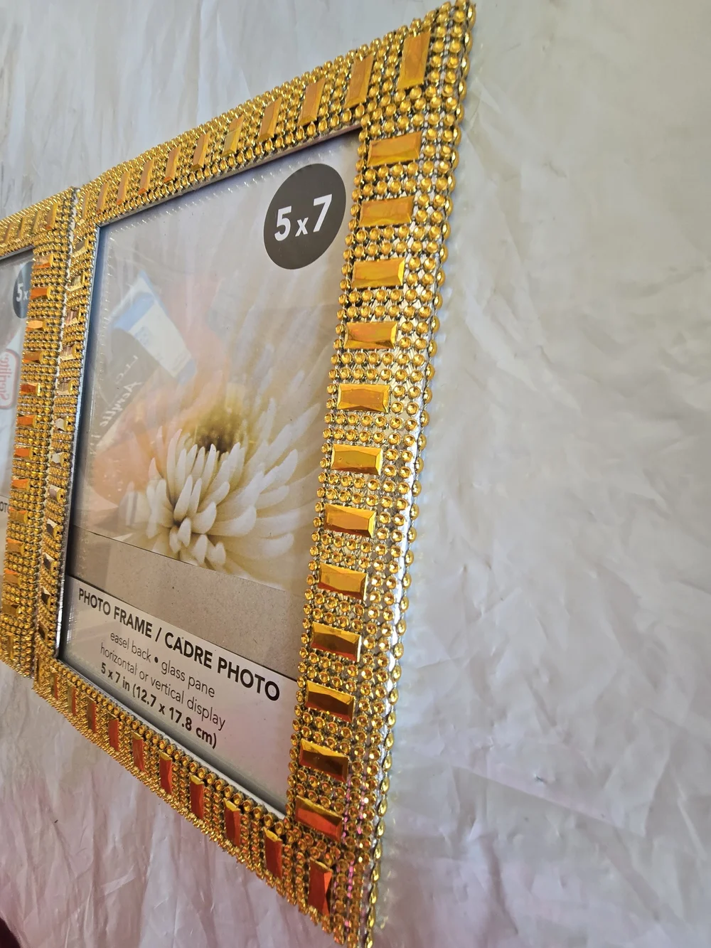 Gold Beaded 5x7 Photo Frame - Elegant Home Accent New Handmade 2 Piece